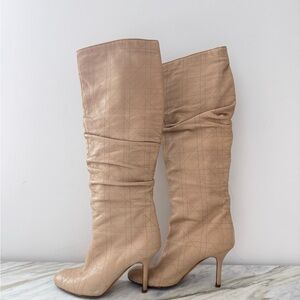 Christian Dior Vintage Cream Leather Knee-High Women's Boots | Size 36